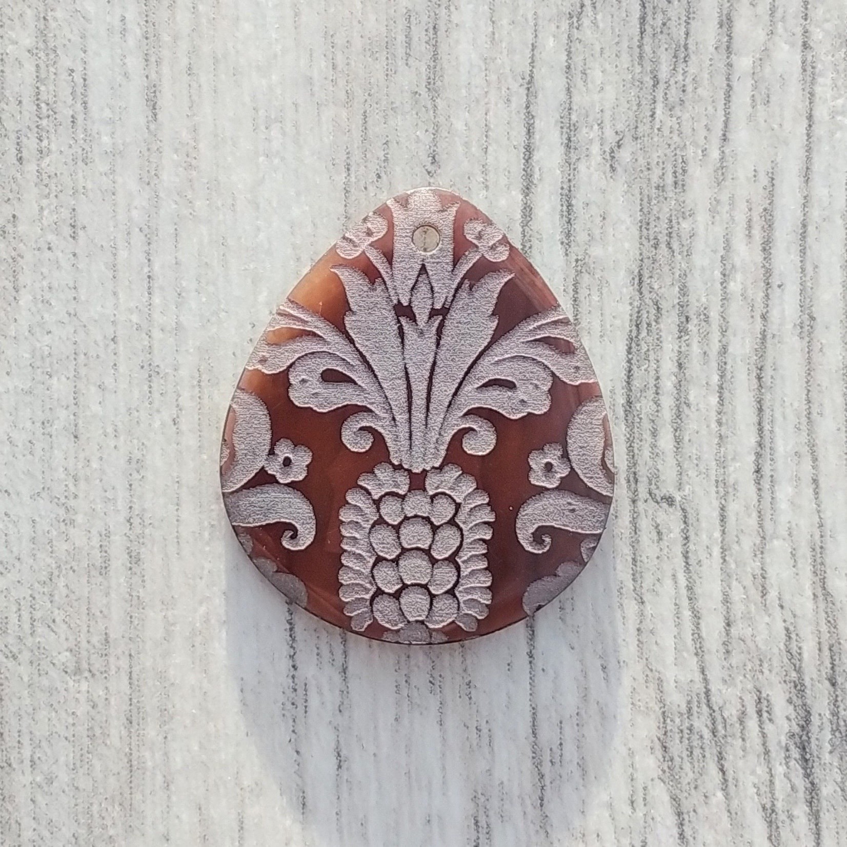 Lillypilly Tab Shell Pendant Purple Pineapple Teardrop 15x25mm