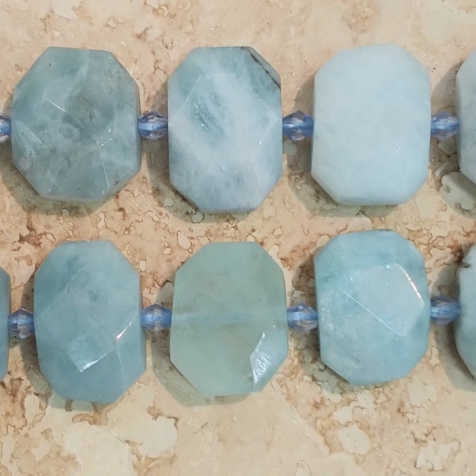 Aquamarine Faceted Nugget Bead Strand