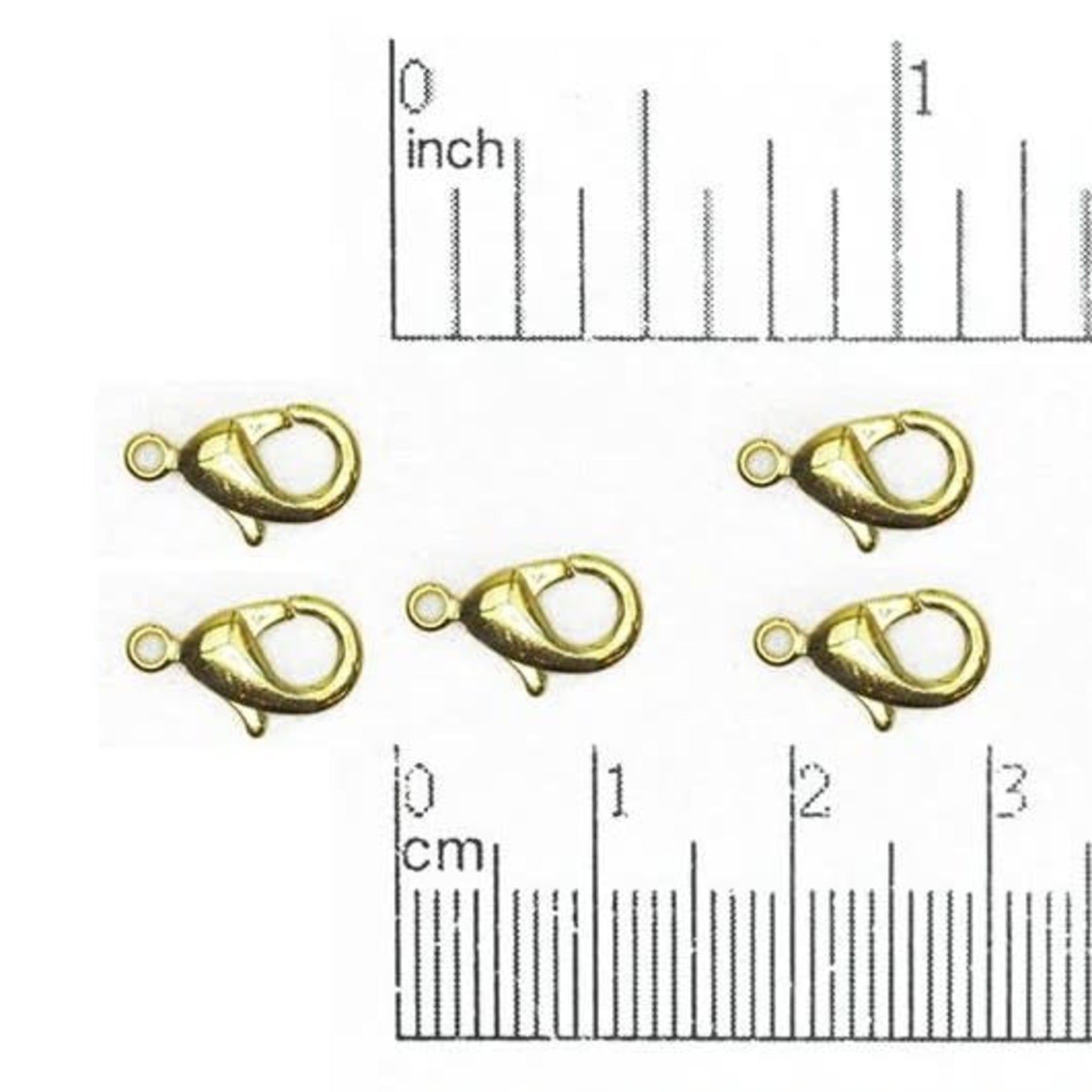Gold Plated 12x7mm Nickel-Free Lobster Clasp - 5 Pieces