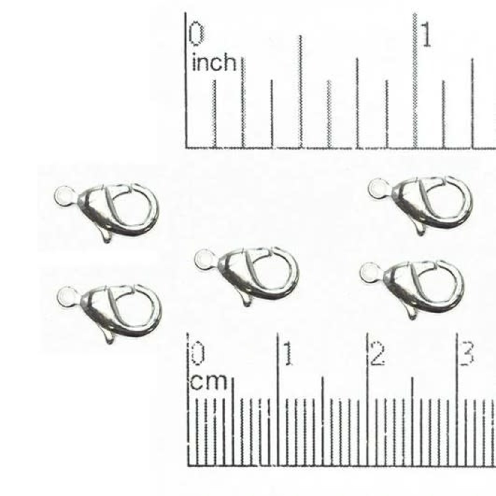 Silver Plated Lobster Clasp 12x7mm Nickel-Free - 5 pieces