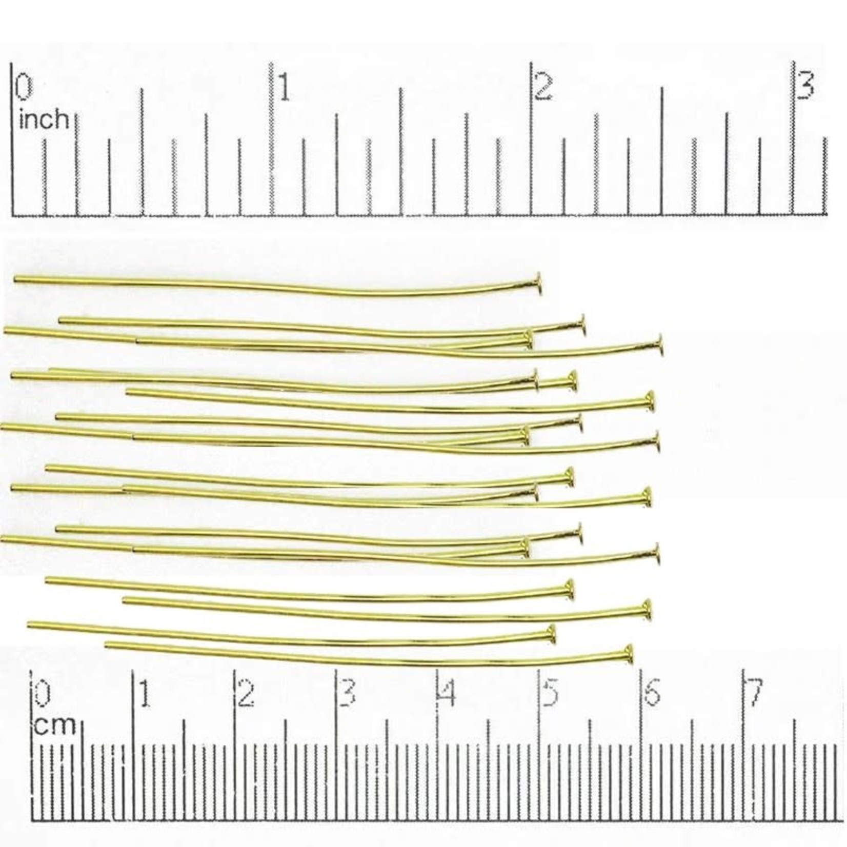 Head Pin 20 Ga  2" Nickel-Free Gold Plated - 20 pieces