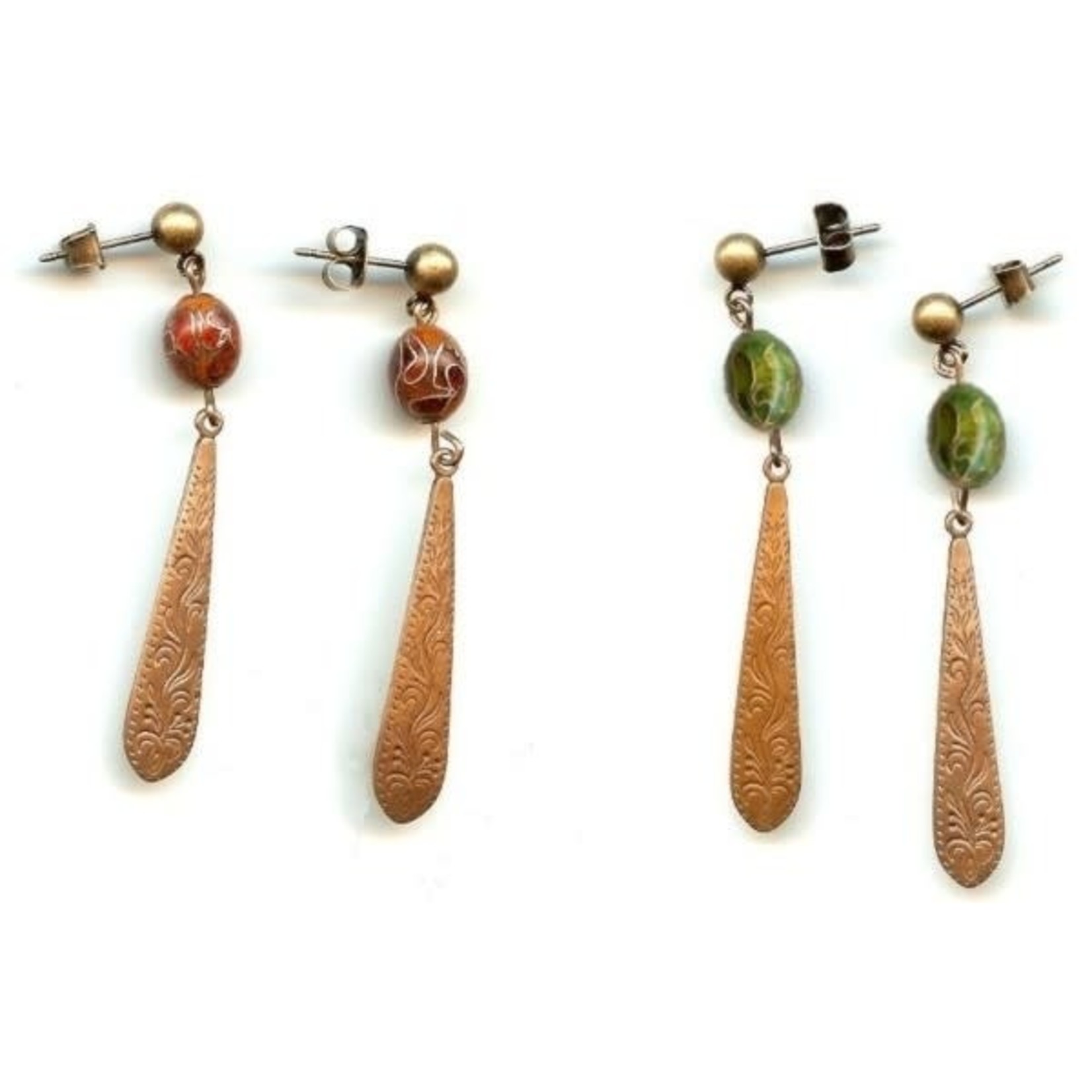 Earring Ball Post  5mm Nickel-Free Antique Brass Plated - Single