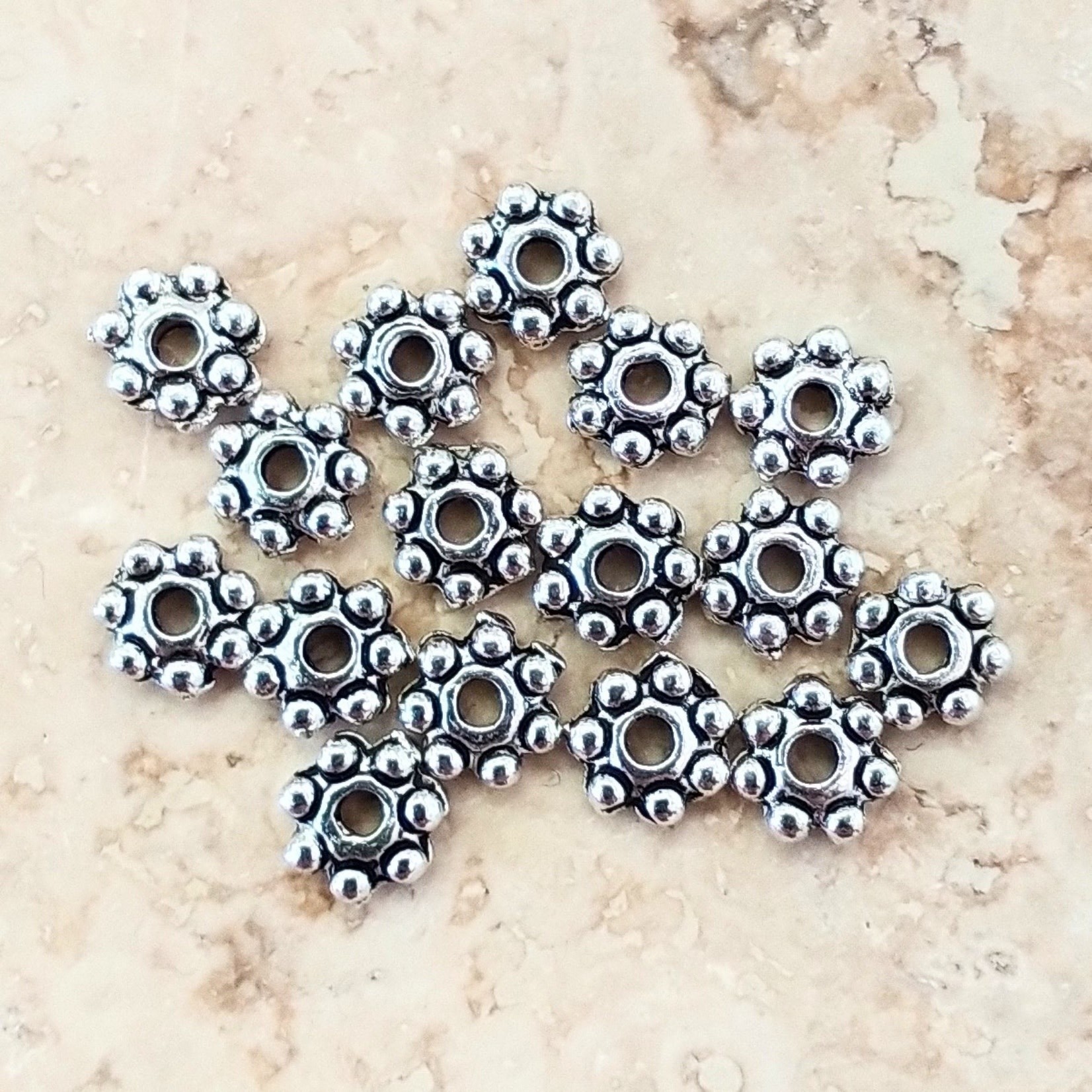 Pewter 4mm Daisy Spacers - 100 Pieces