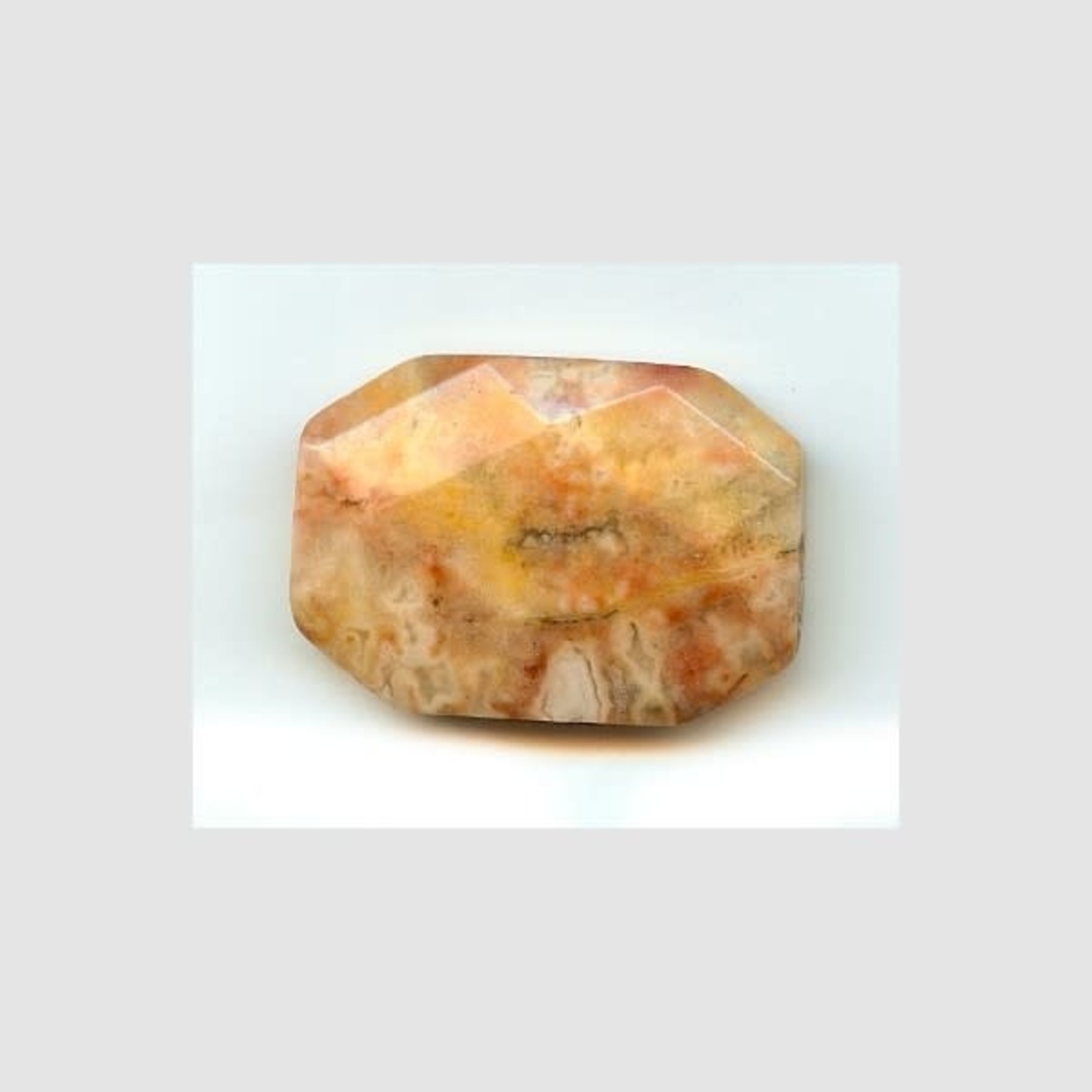 Yellow Crazy Lace Agate Faceted Octagon Bead - Single