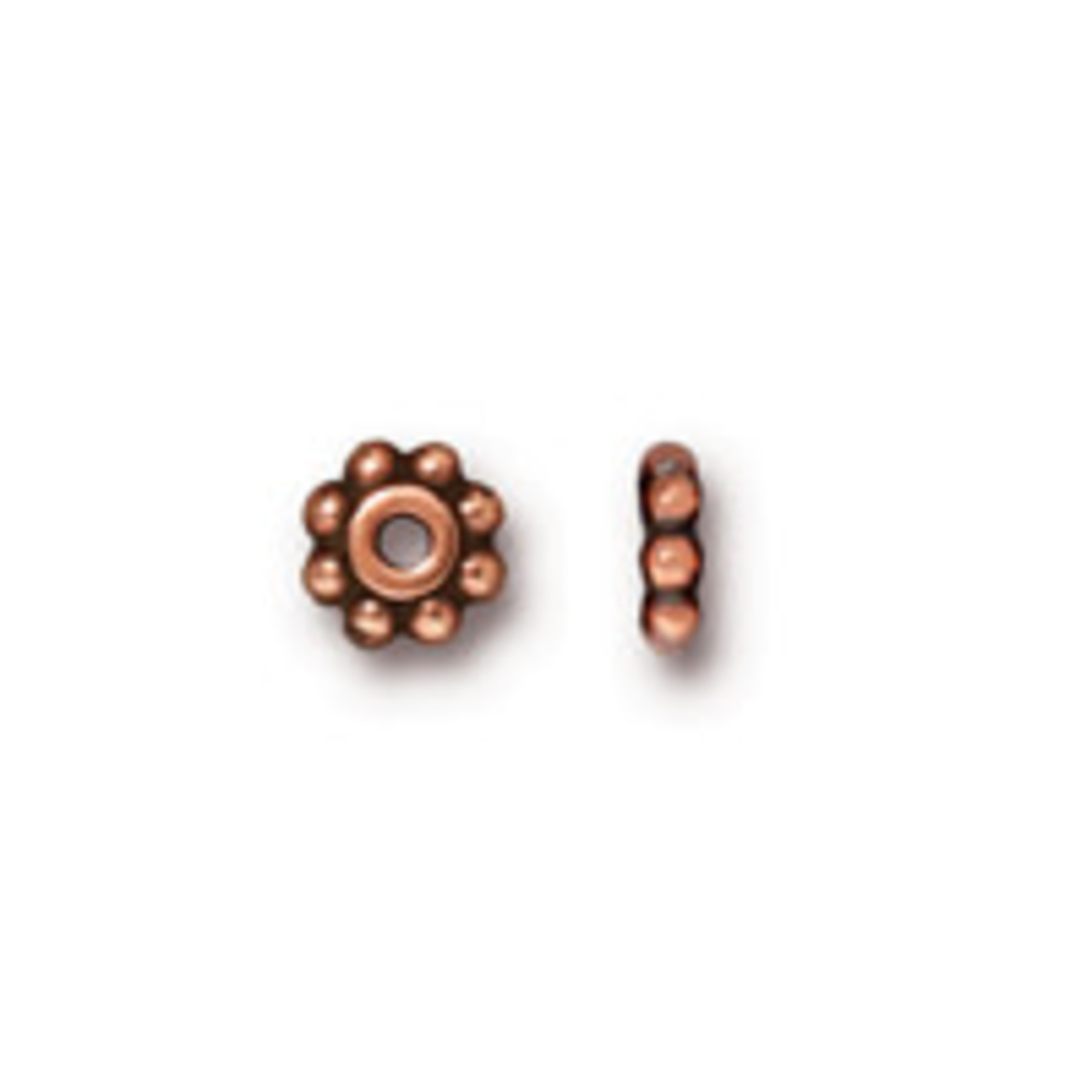 Tierracast Antique Copper Plated 6mm Beaded Daisy Spacer Bead - 50 pieces
