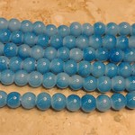 Variegated Blue-Light  6mm Lampwork Glass Round Bead Strand