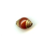 Tibetan Brass Capped 10mm Carnelian Bead