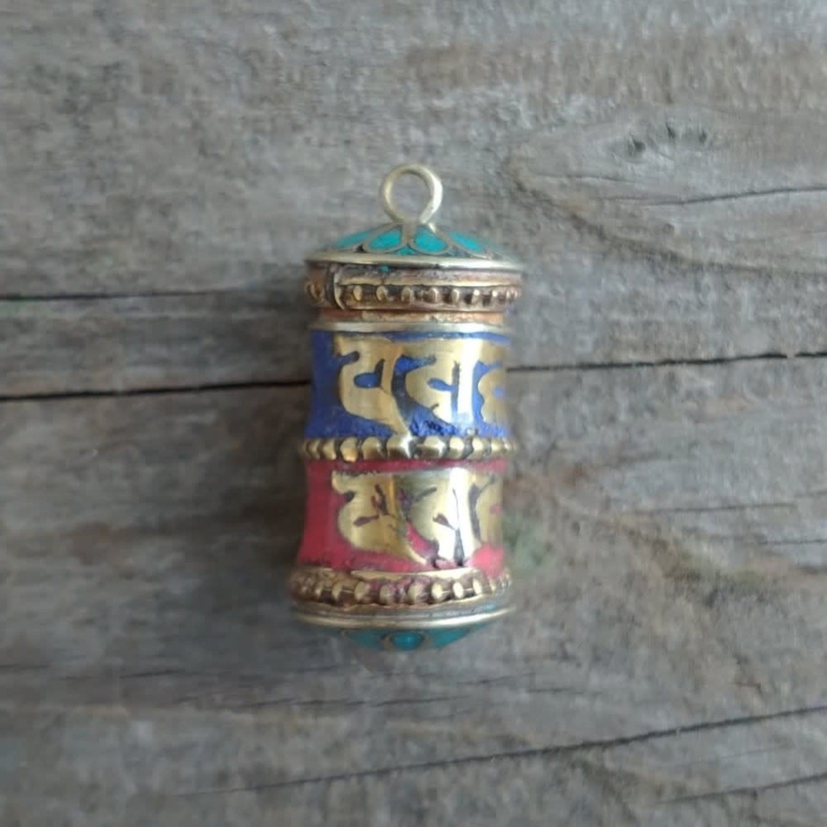 Tibetan Brass Prayer Wheel Pendant