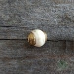 Tibetan Brass Capped 10x12mm Bone Bead