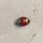 Tibetan Brass Capped  8mm Coral Bead