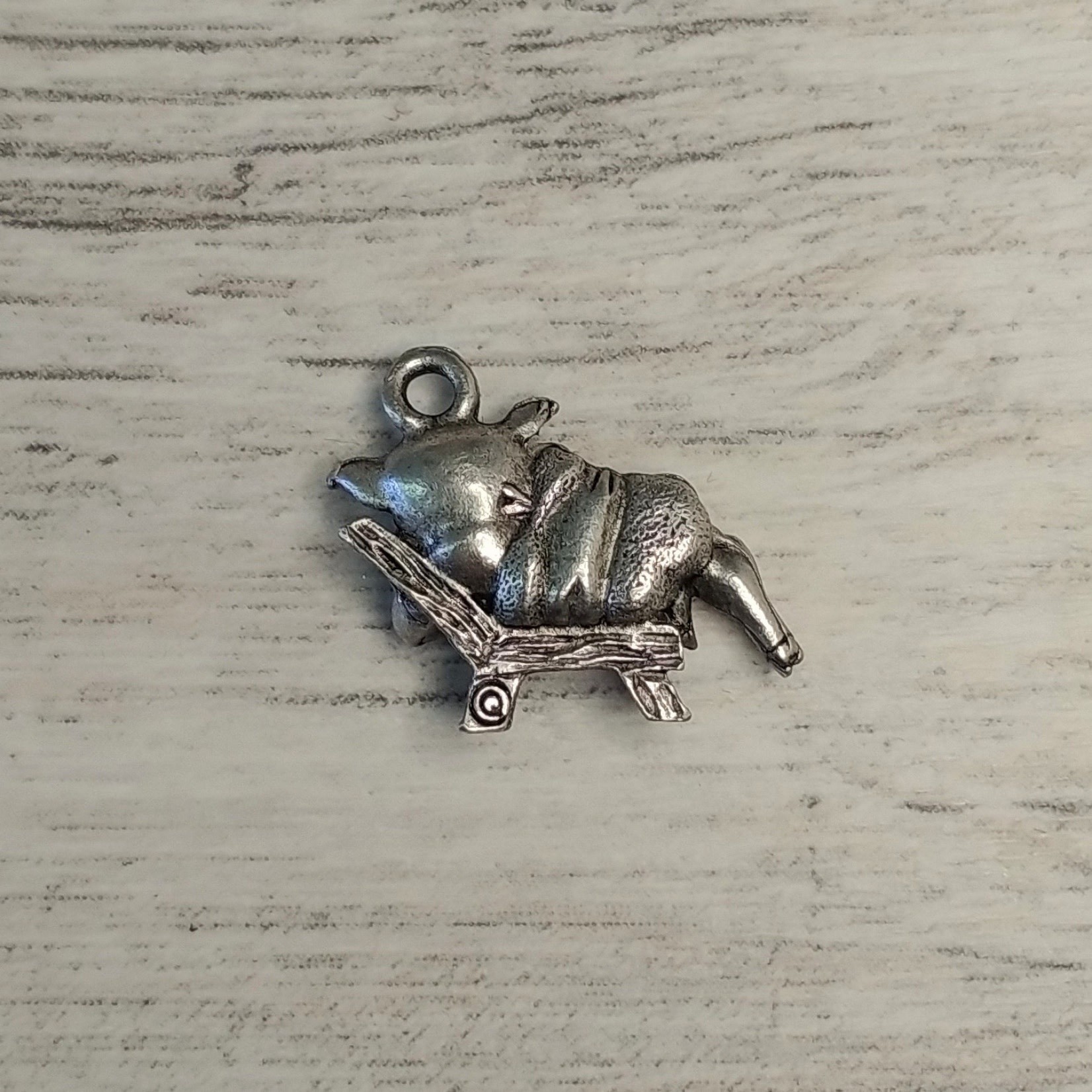 Reclining Pig Pewter Charm