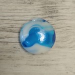 Ice Aqua Lentil Lampwork Glass Bead - Single