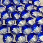 Ice Cobalt Lentil Lampwork Glass Bead Strand