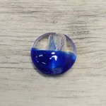 Ice Cobalt Lentil Lampwork Glass Bead - Single