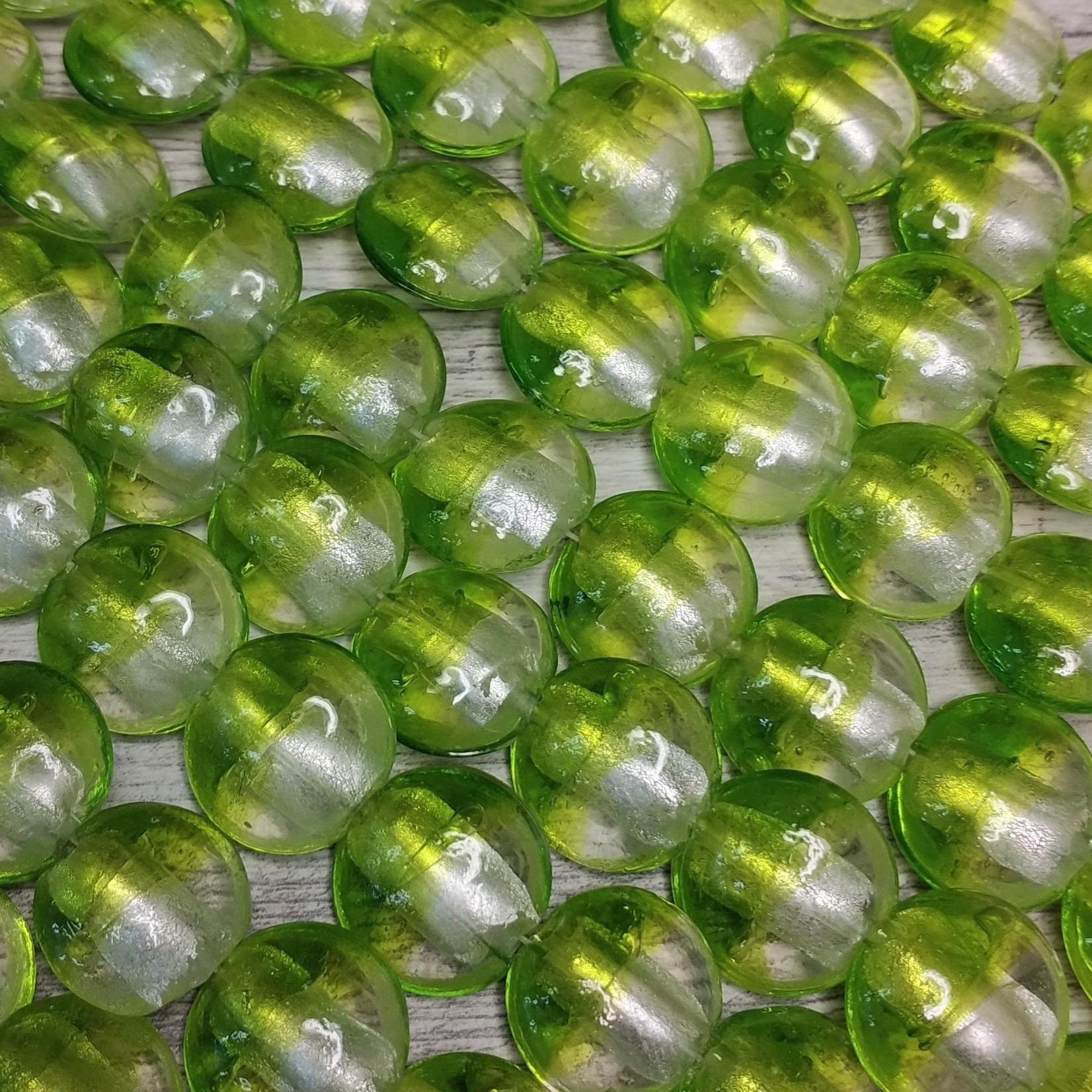 Ice Lime Lentil Lampwork Glass Bead - Single
