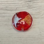 Red Gold Silver Lentil Lampwork Glass