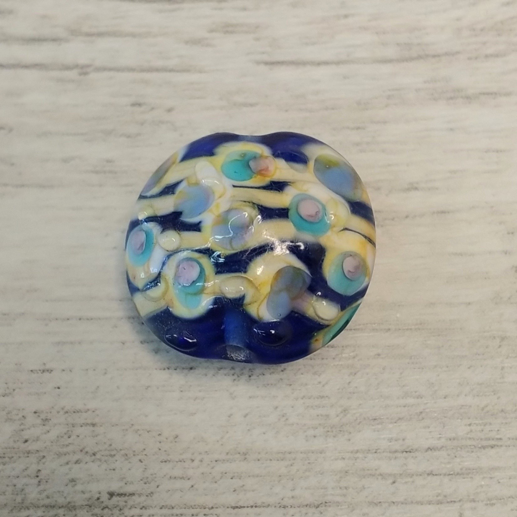 Klimt Tan Lampwork Lentil Glass Bead