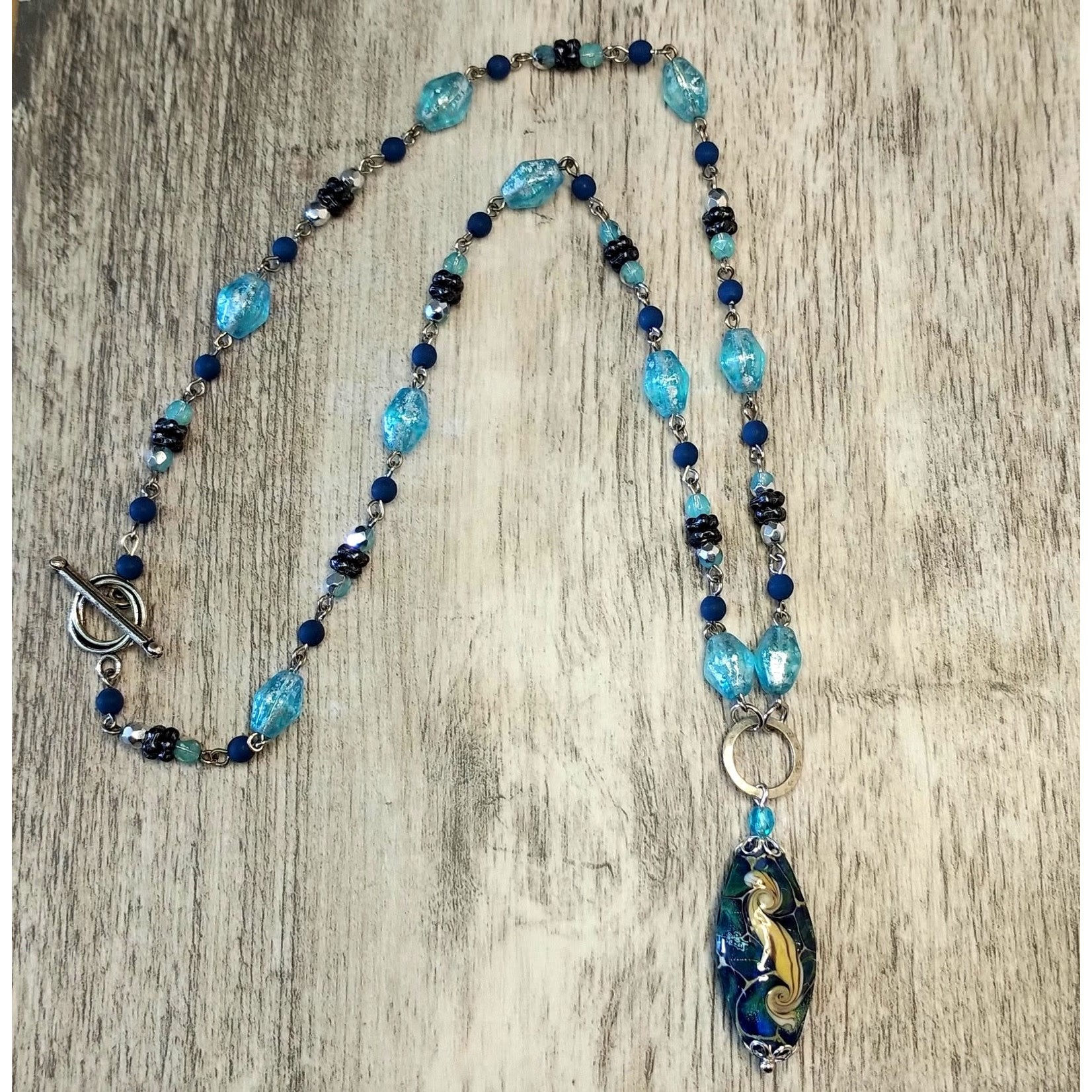 Czech Glass Beaded Chain Blue/Turquoise - 1 Foot