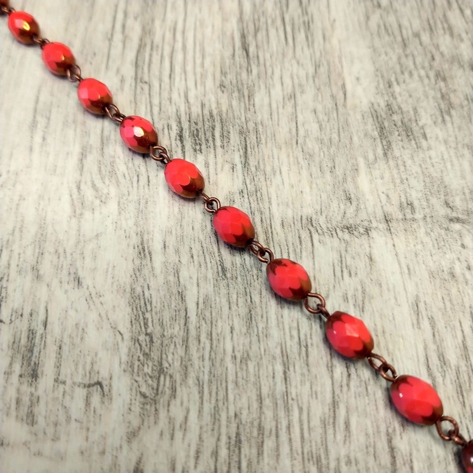 Czech Glass Beaded Chain Coral - 1 foot