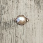 Pearl 18x11mm Silver Plated 2 Hole Link