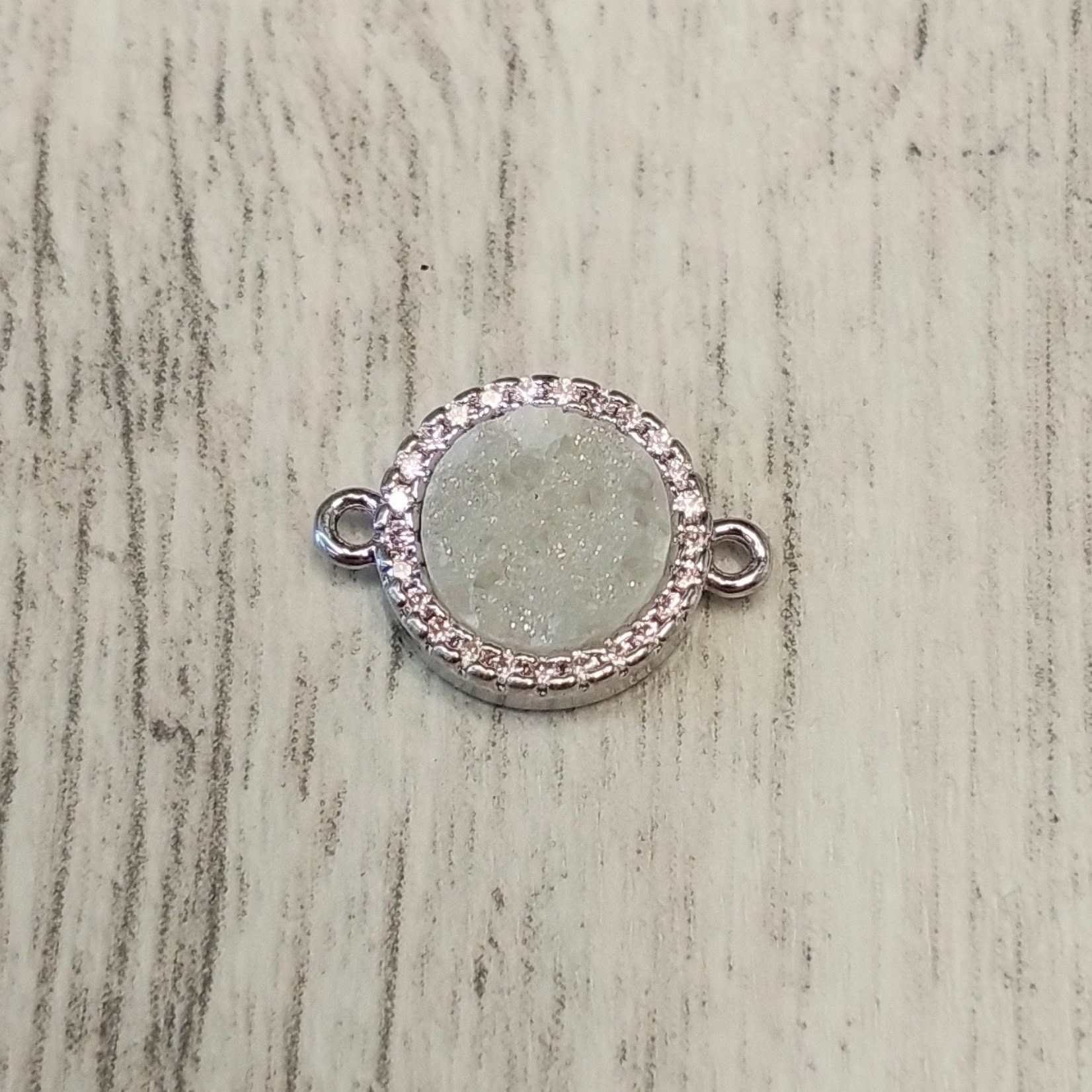 White Druzy Round 2 Hole Link