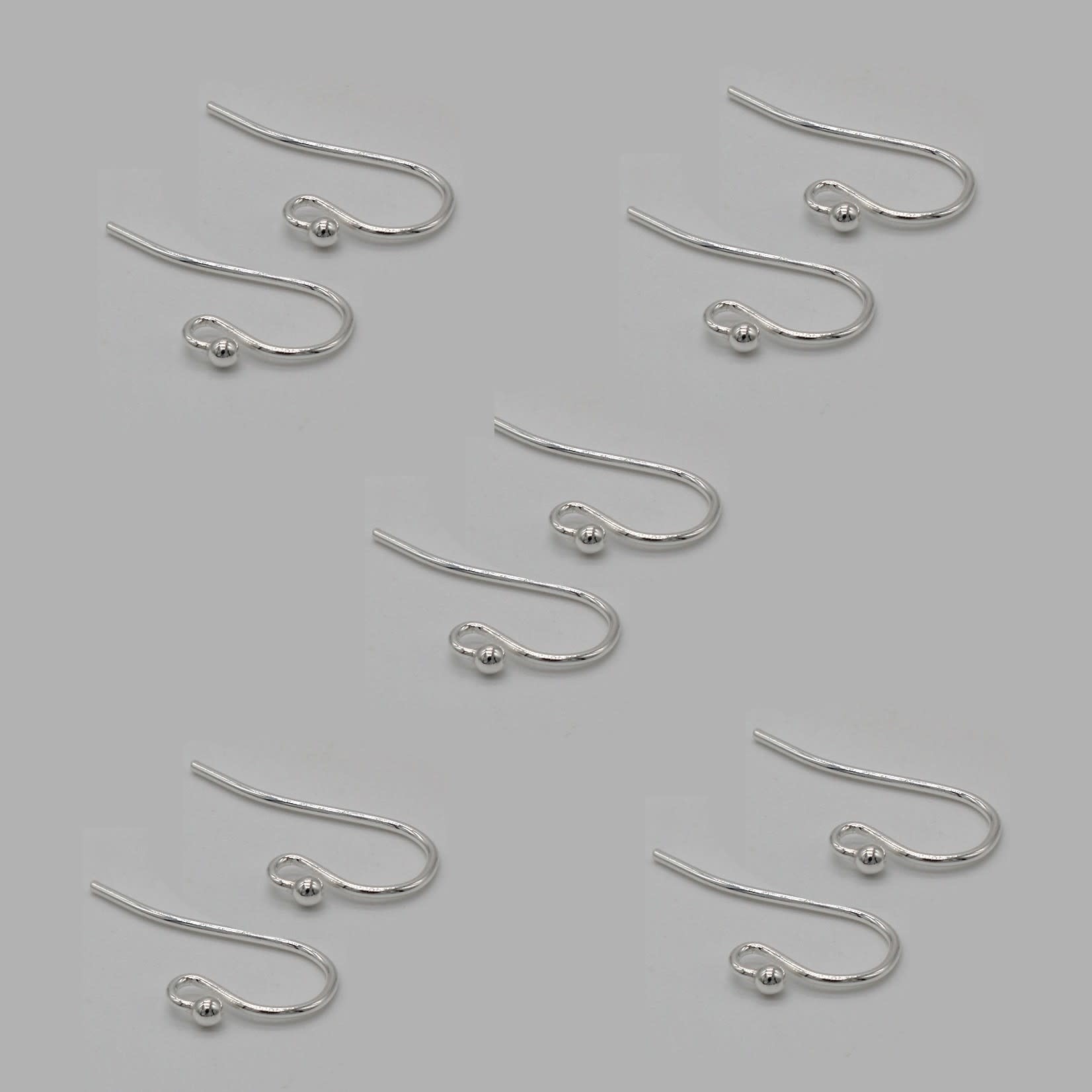 Sterling Silver Earwire W/ Loop & 2mm Ball - 10 Pieces