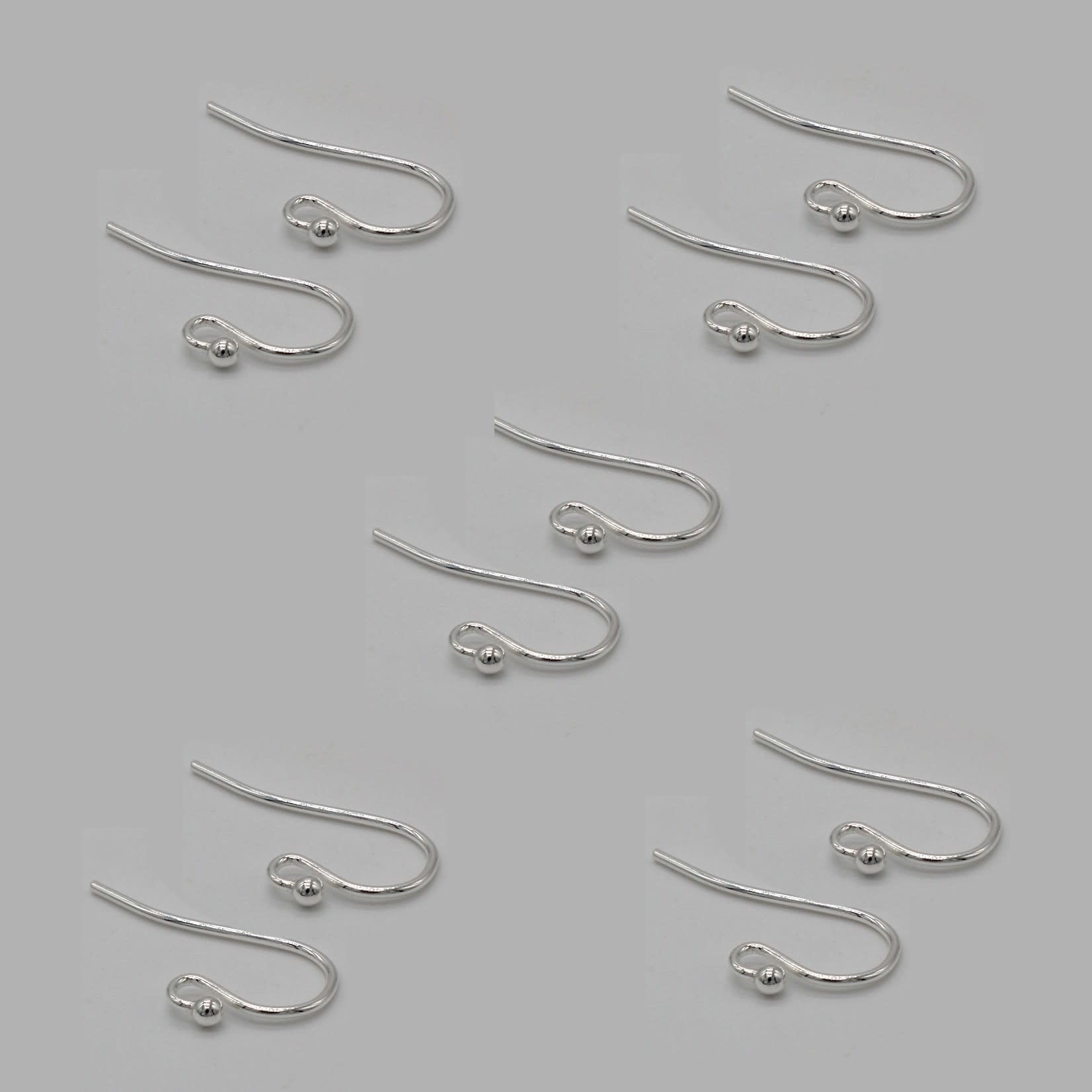 Sterling Silver Earwire with Ball - 10 Pieces