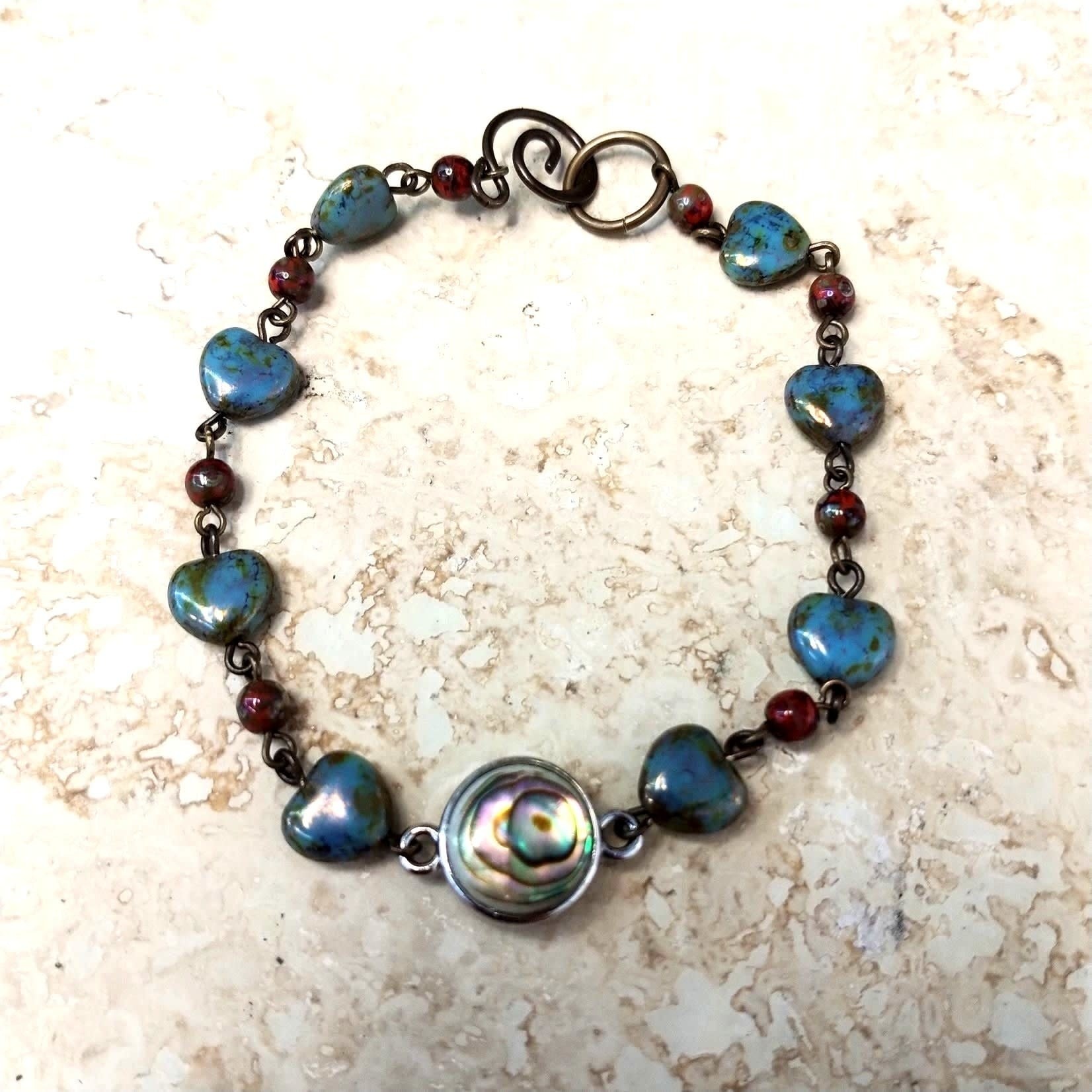 Bead Inspirations Abalone Heart Bracelet - Ready to Wear