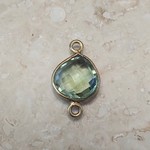 Green Amethyst Gold Bezel Small Link - 2 Hole