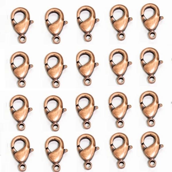 Antique Copper Plated Lobster Claw Clasps, 12mm x 7mm, 6 Pieces –  beadsandbrushstrokes