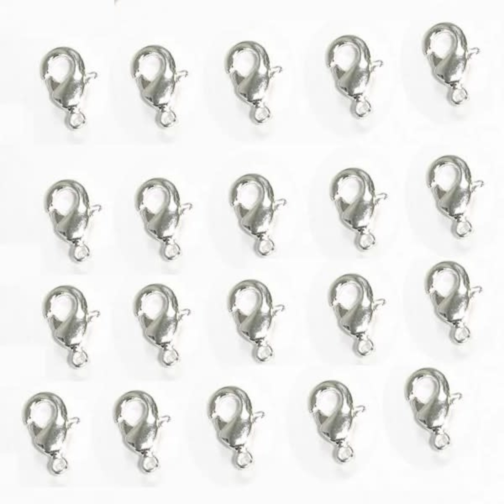 Silver Plated Lobster Clasp 12x7mm Nickel-Free - 20 pieces