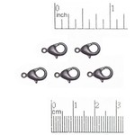 Matte Black Plated Lobster Clasp 12x7mm Nickel-Free - 5 pieces
