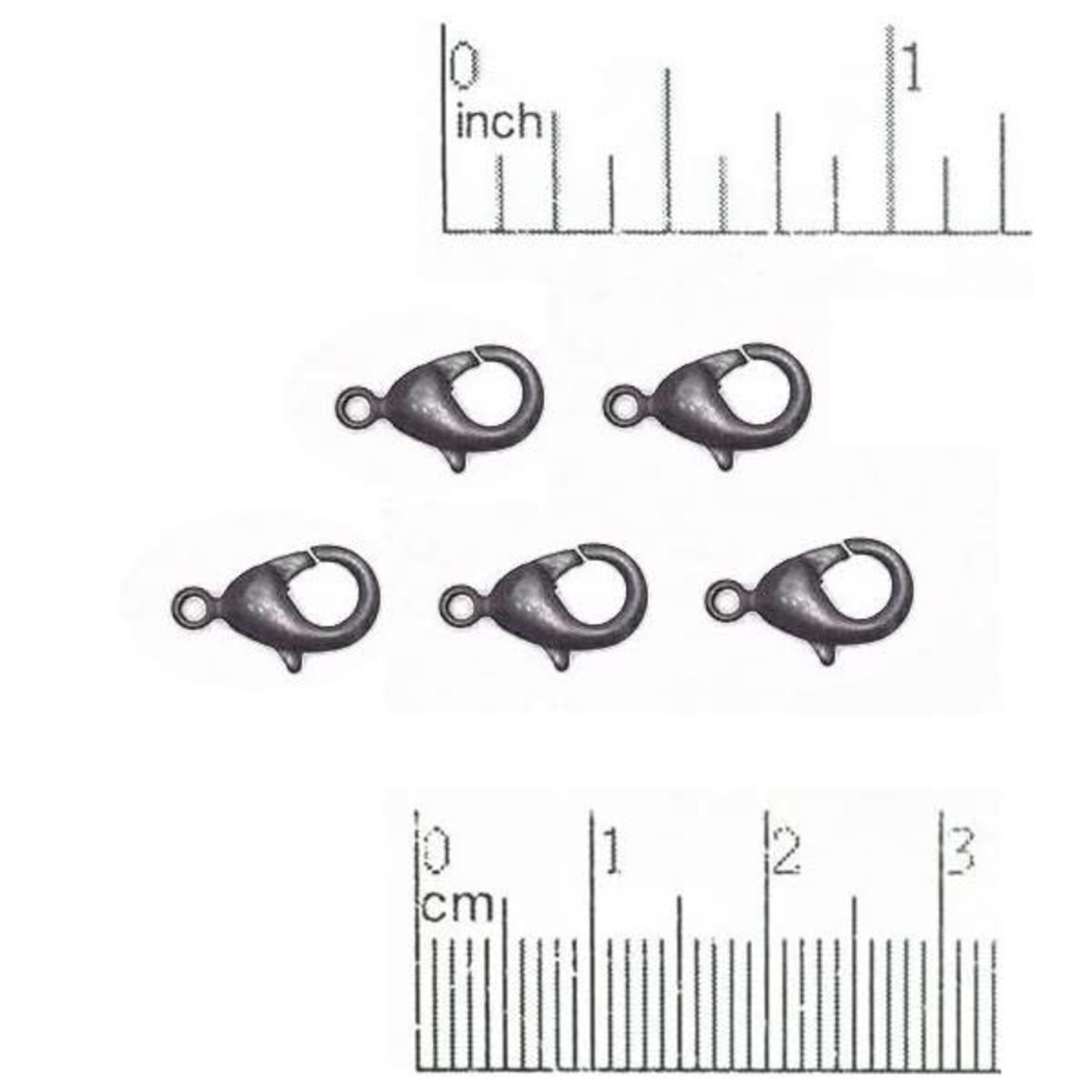 Lobster Clasp 12x7mm Nickel-Free Matte Black Plated - 5 pieces