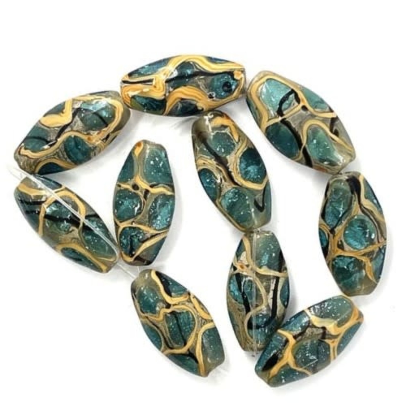 Tide Pool Oval Lampwork Glass Bead