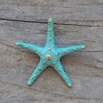 Verdigris Brass Pendant - Starfish 38x35mm