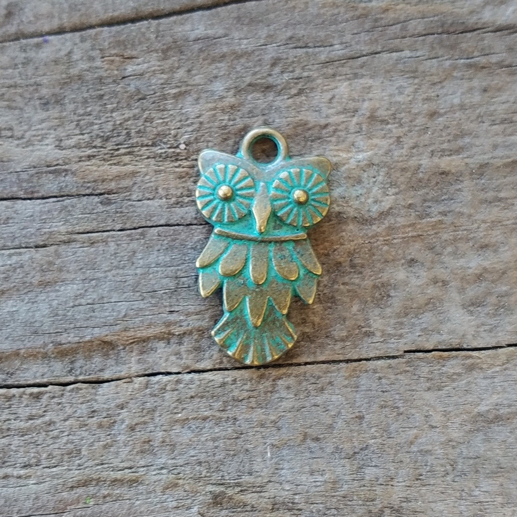 Verdigris Brass Charm  - Owl