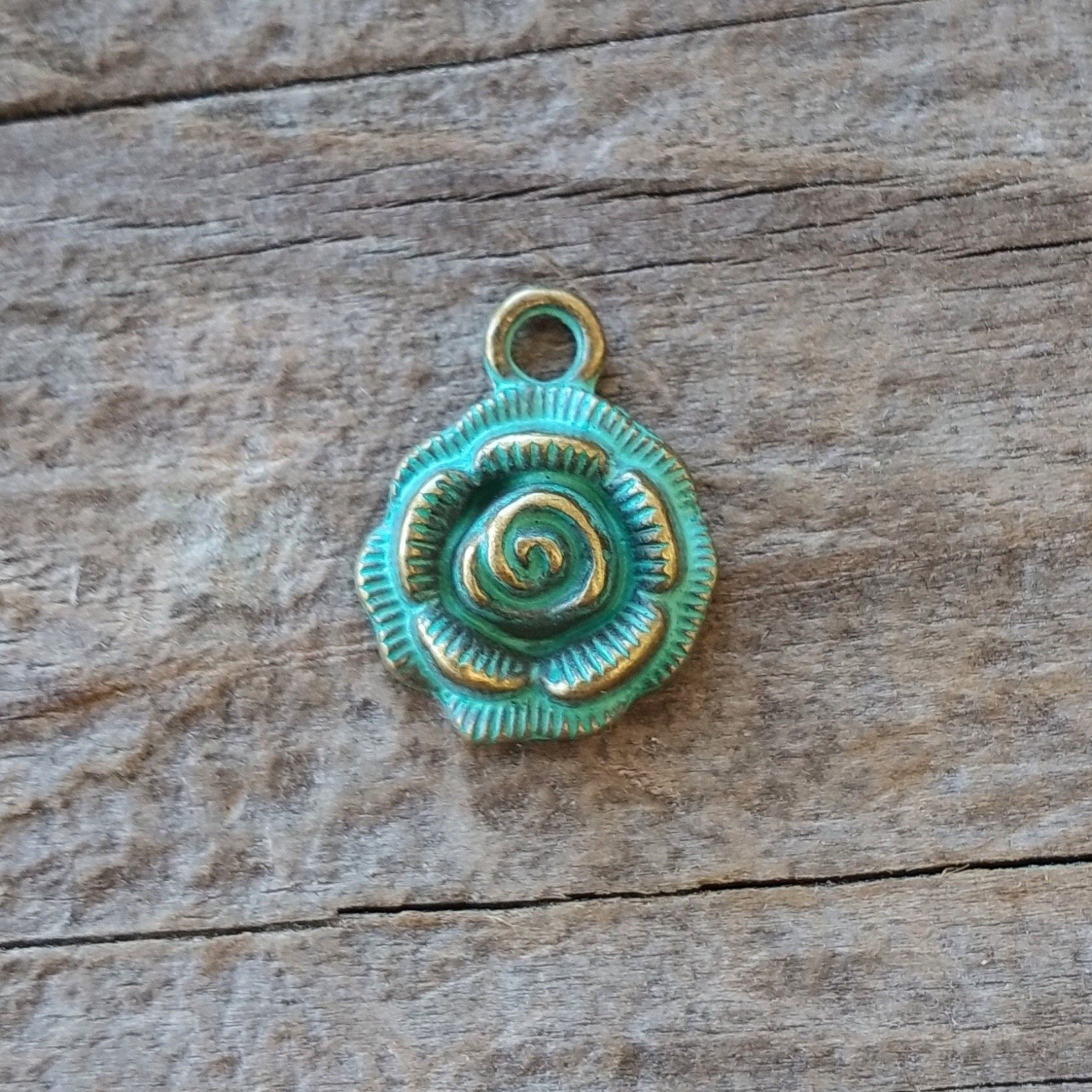 Verdigris Brass Charm - Rose