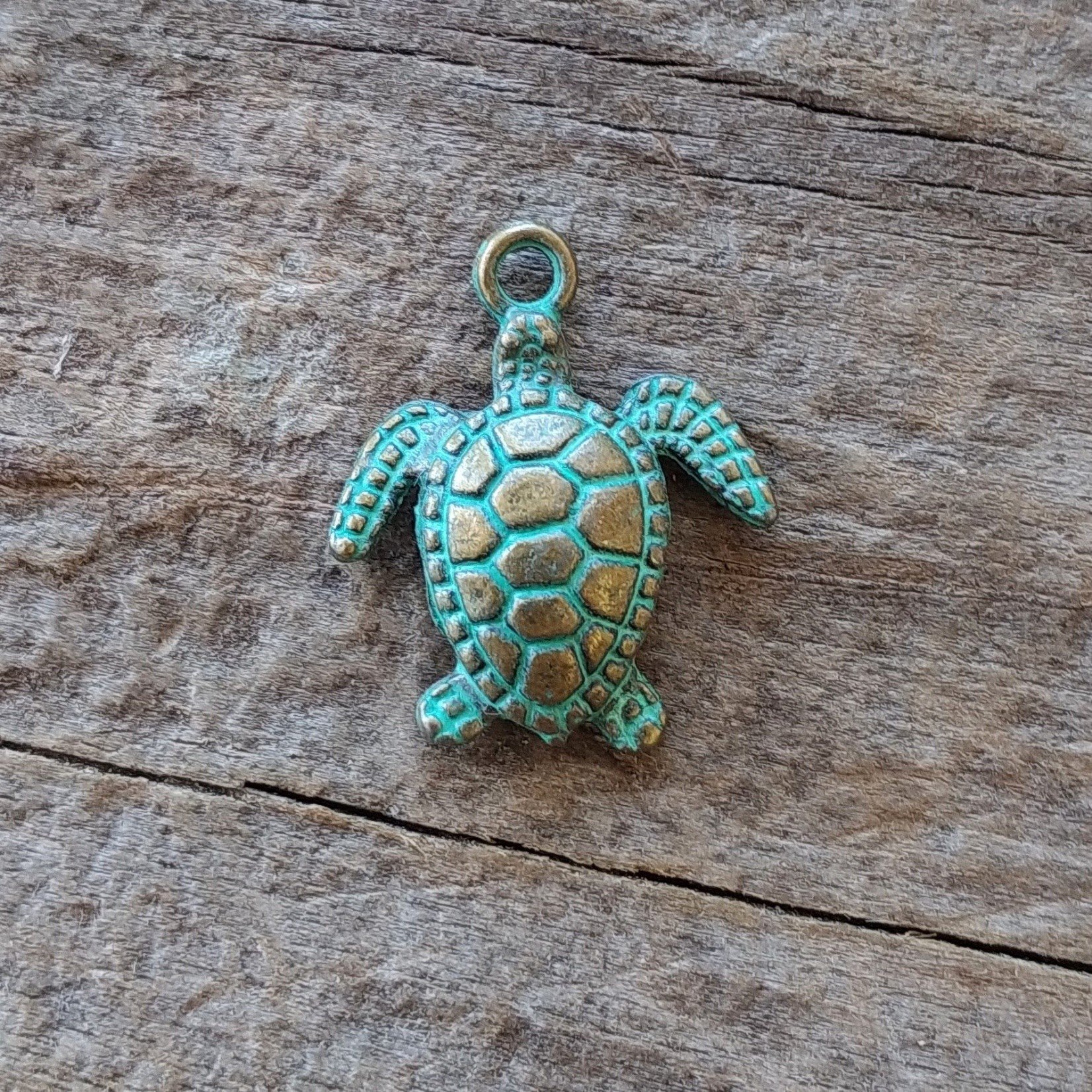 Verdigris Brass Charm - Turtle