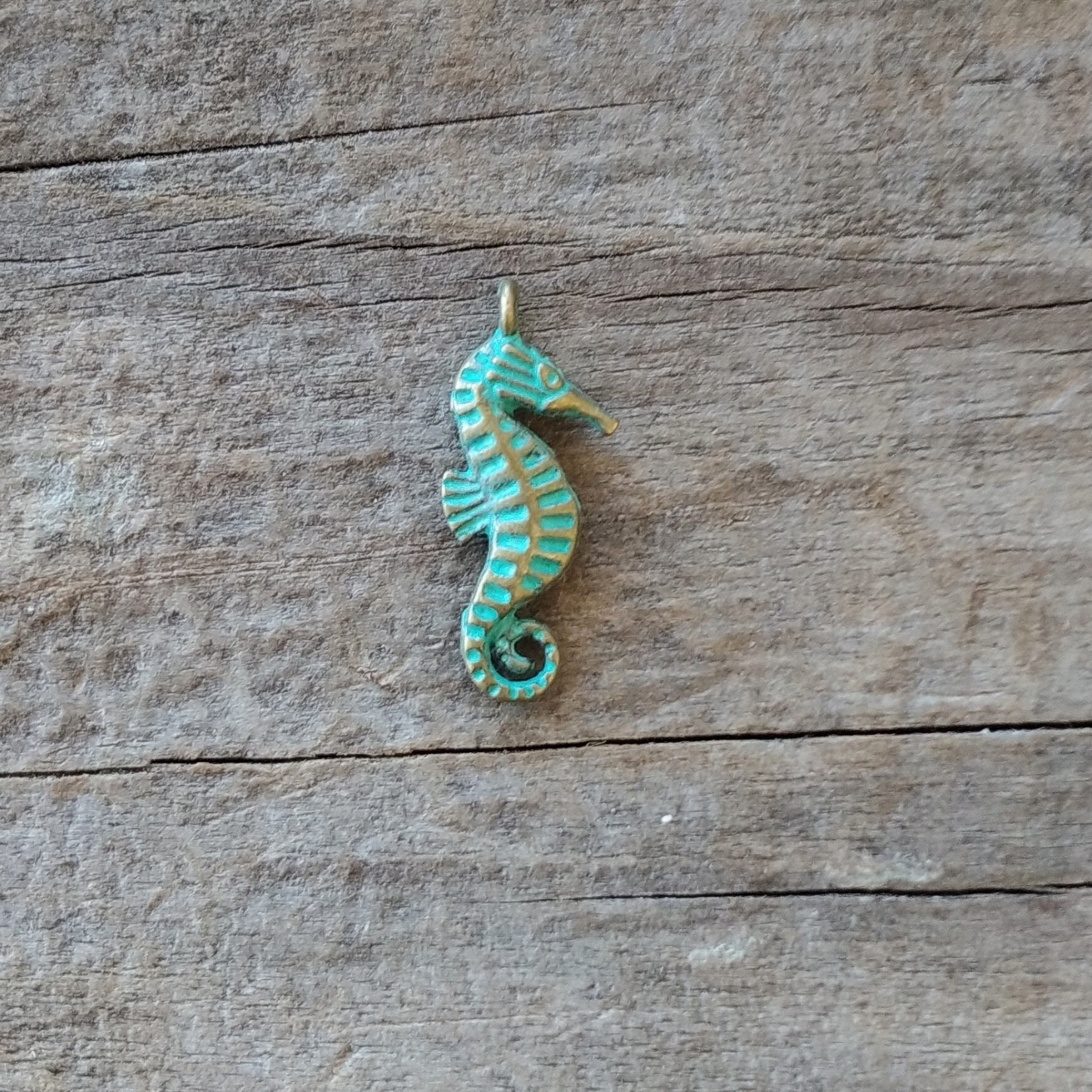 Verdigris Brass Charm - Seahorse