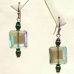 Crystal Square Verdigris Earrings - Ready to Wear