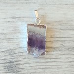 Amethyst Slice Silver Lined Pendant