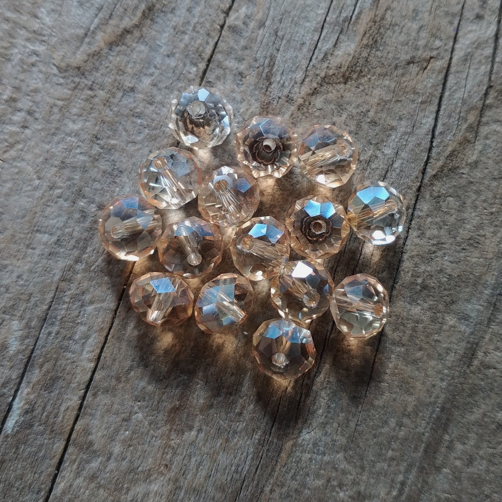 Faceted Glass Rondelle 6x8mm Champagne - 15 Pieces