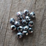 Faceted Glass Rondelle 6x8mm Silver 12 Pieces