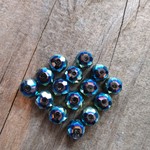 Faceted Glass Rondelle 6x8mm Metallic Green - 15 Pieces