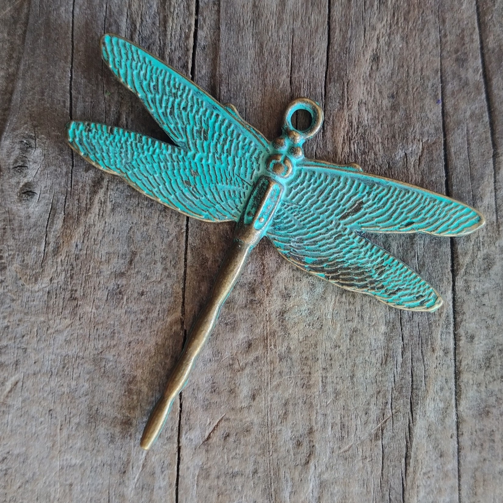 Verdigris Brass Dragonfly Pendant