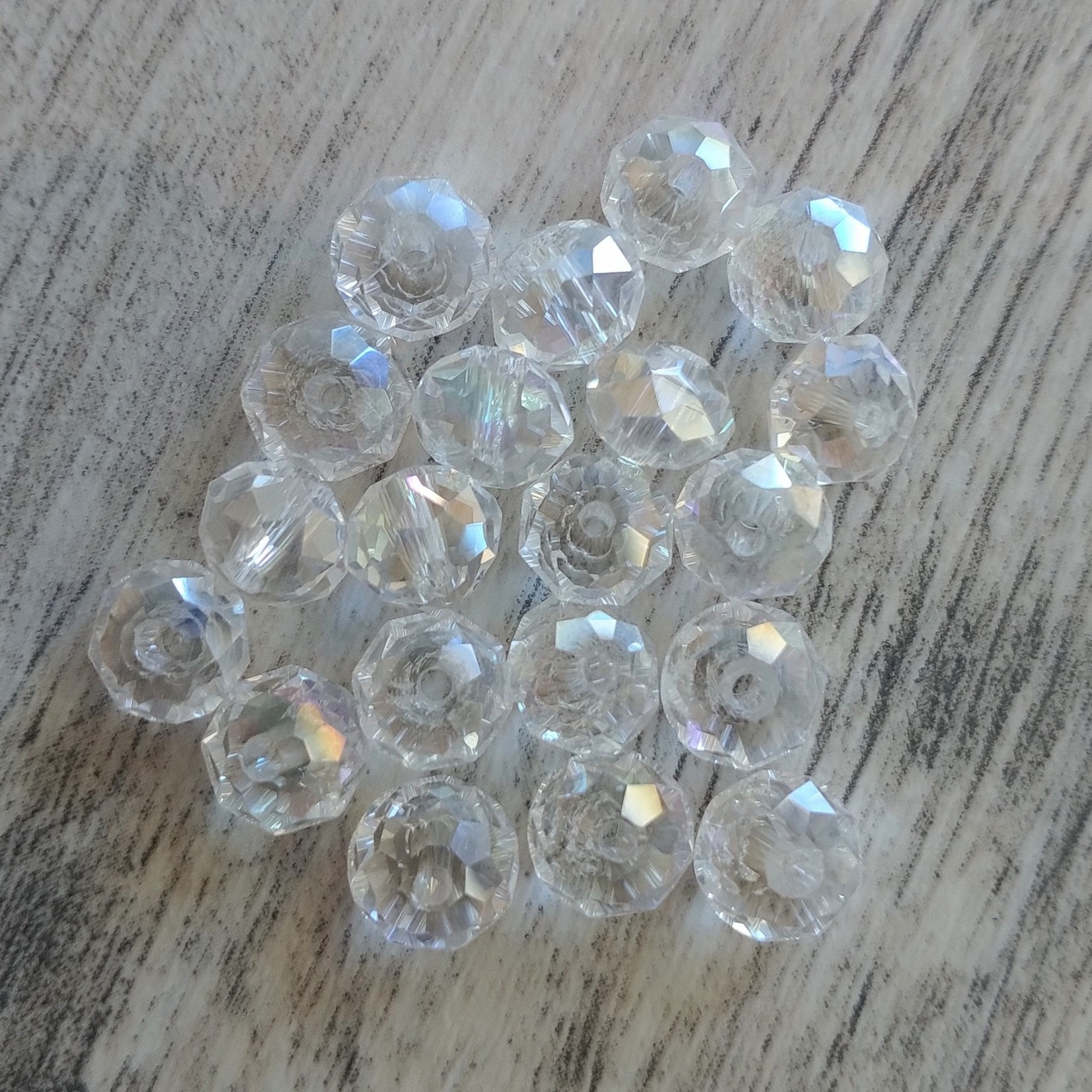 Faceted Glass Rondelle 6x8mm Clear Bead - 15 Pieces