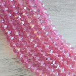 Faceted Glass Rondelle 6x8mm Bright Pink Bead Strand