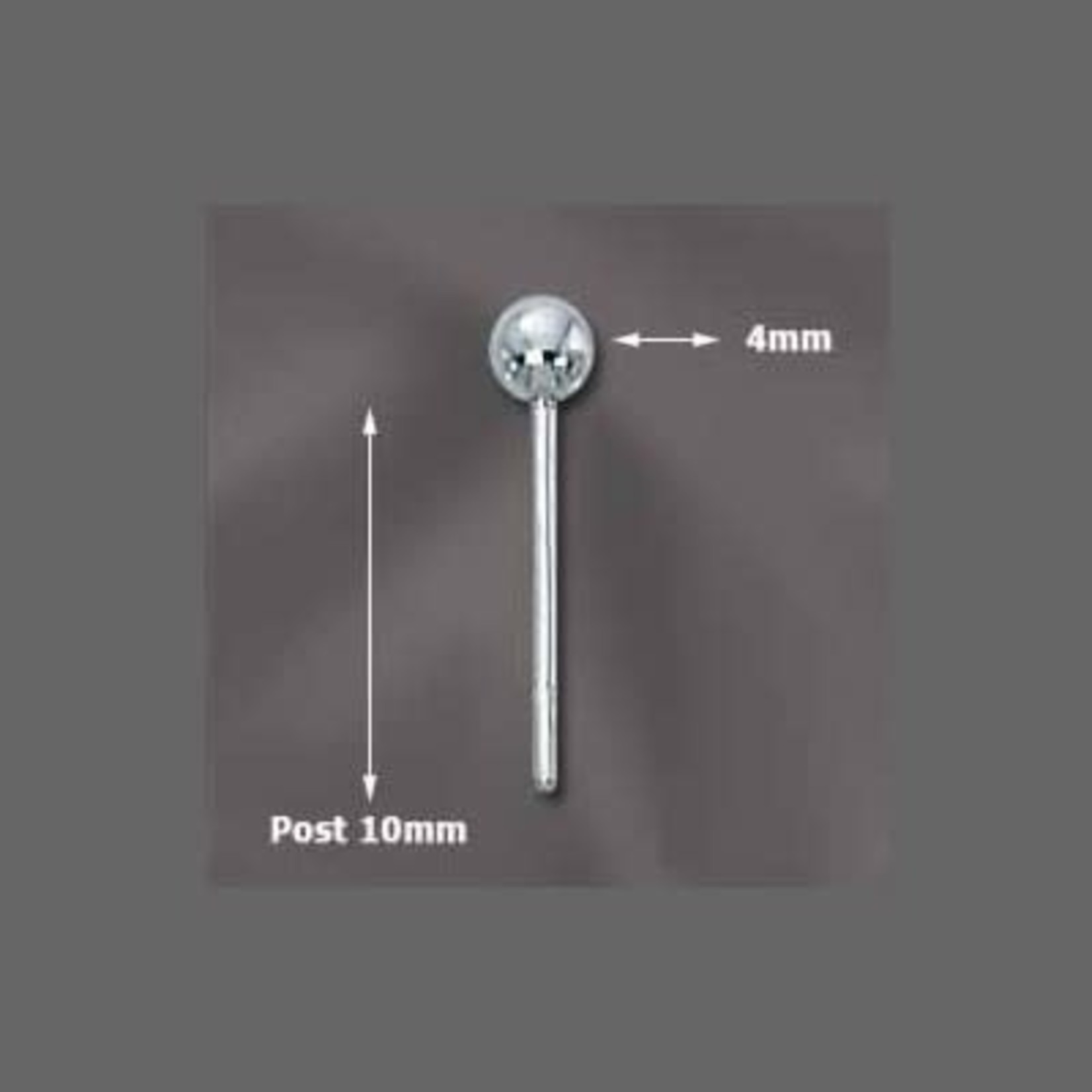 Sterling Silver 4mm Ball Post Earring (no loop)