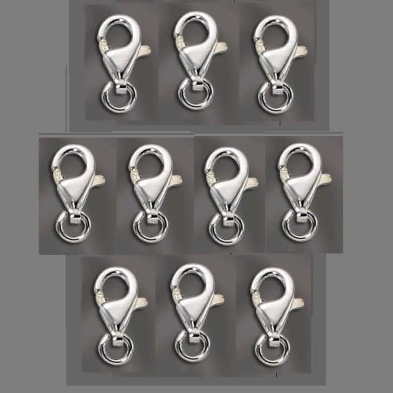 Sterling Silver Trigger Clasp with Ring - 10 Pieces