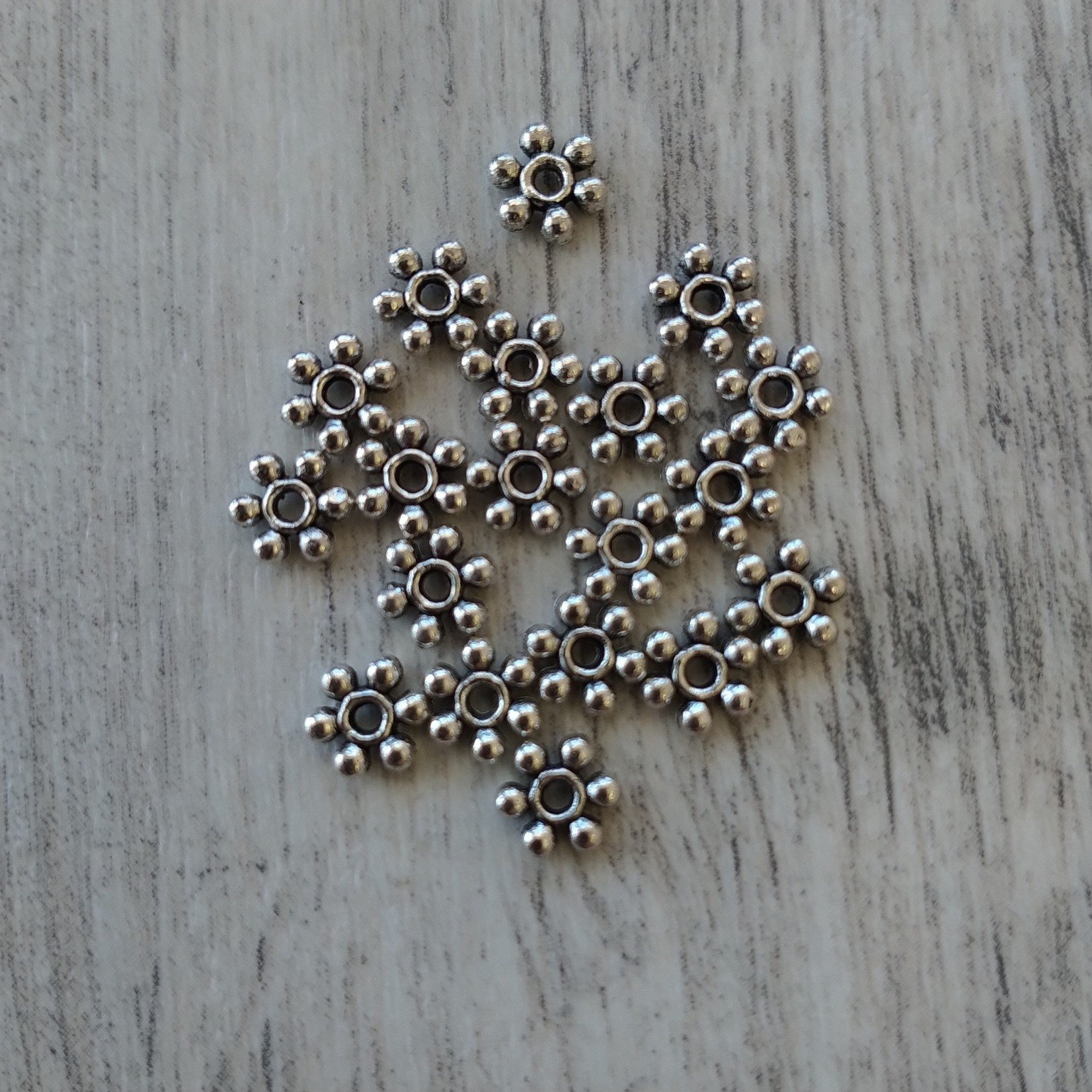 Pewter 6.5mm Daisy Spacer Beads - 20 Pieces